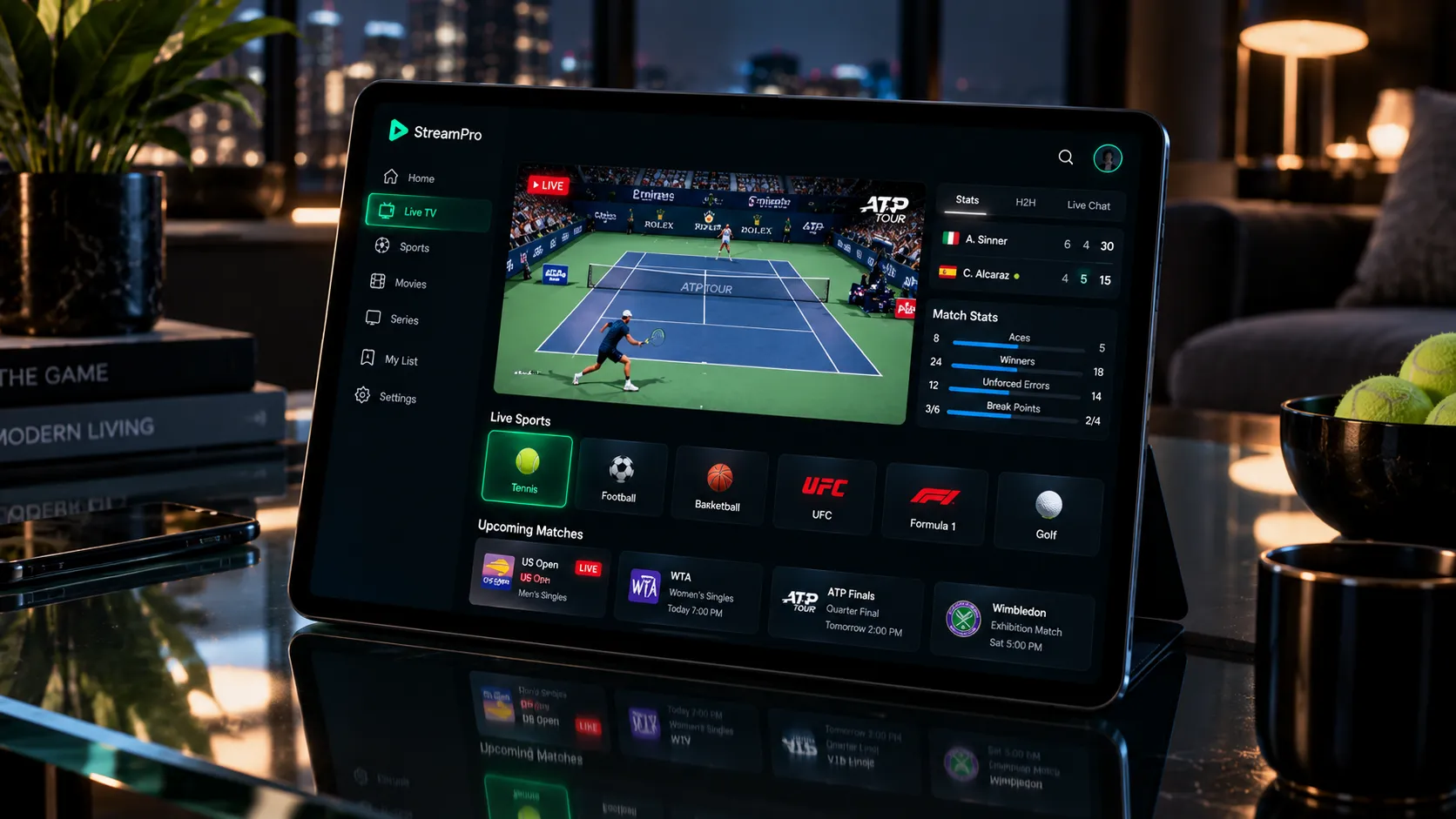 Netzwerk-Diagnose-Dashboard: Ping-Zeitverlauf und Paketverlust-Anzeige bei IPTV-Buffering-Analyse